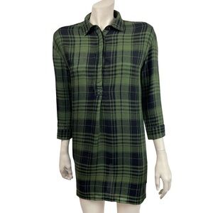 Catherine by Catherine Malandrino Green and Black Plaid Flannel Shirt‎ Dress